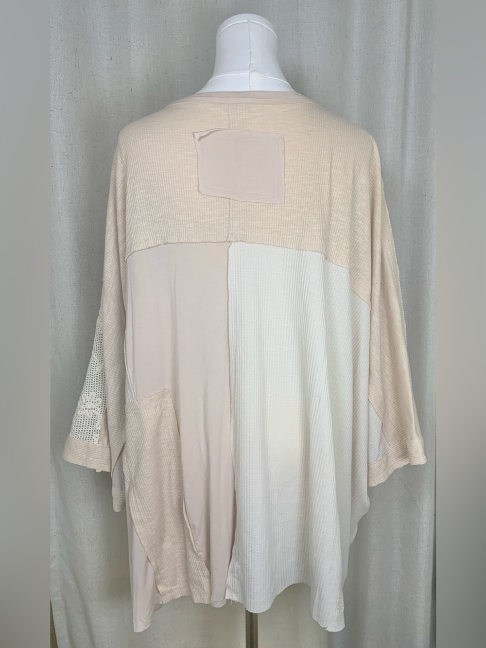POL Cream Patchwork Lace Boho Tunic L1-19 - Picture 6 of 7